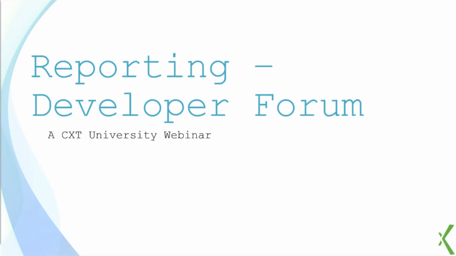 Reporting Developer Forum - September 2021